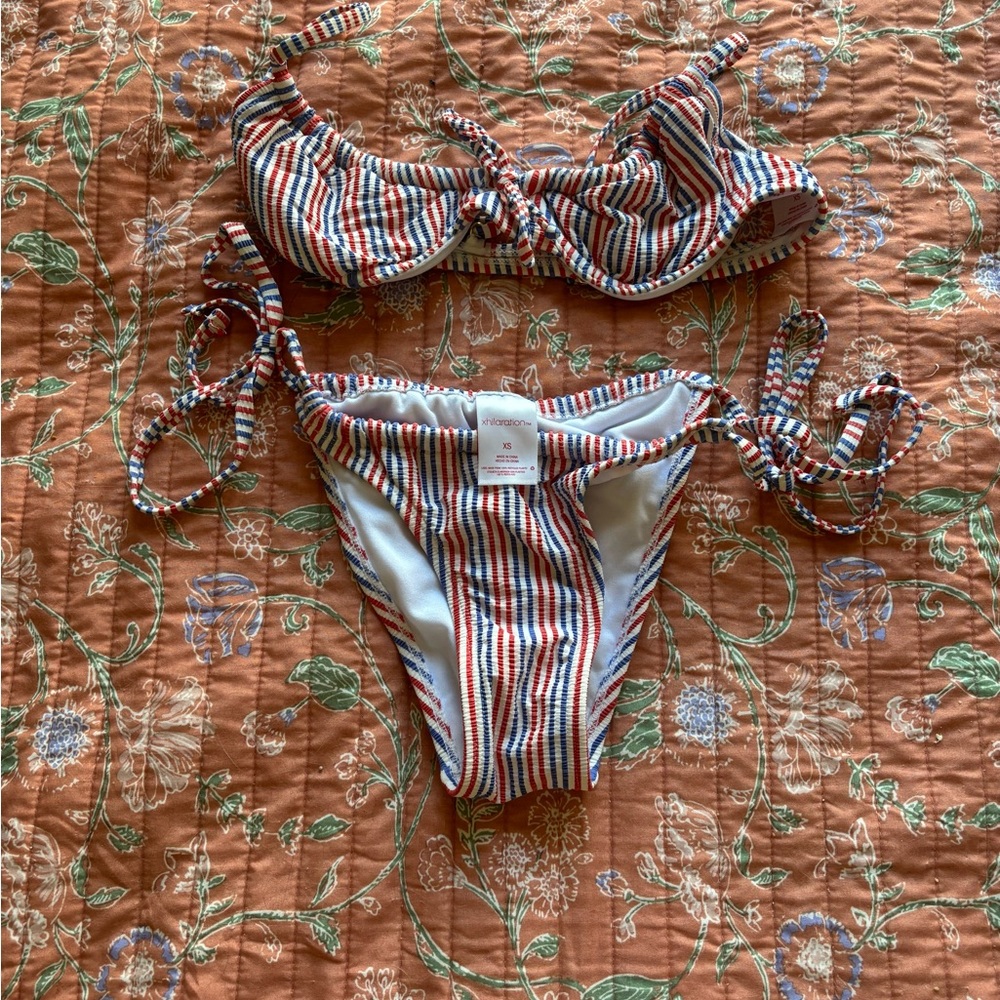 Xhilaration Red and Blue Bikini Swim Set